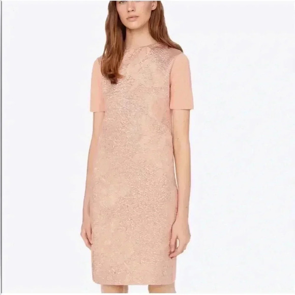 Tory Burch Peach Floral Clouque Front Sweater Dress Sz Small - Picture 1 of 11